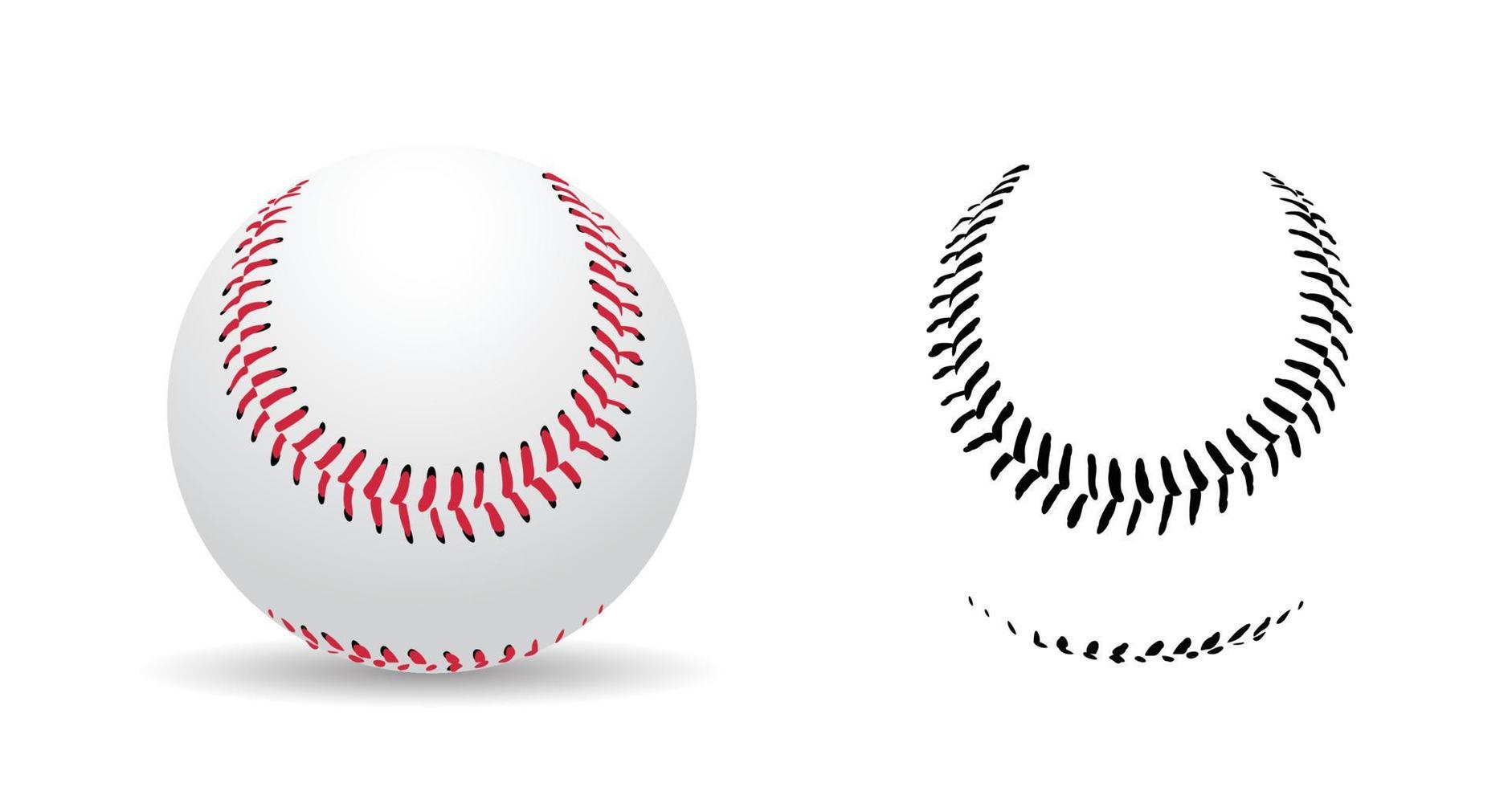 baseballsömmar på en vit bakgrund, sportspel, vektorillustration. vektor