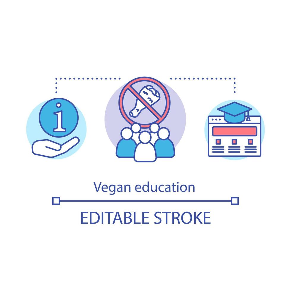 vegetarisk livsstil, vegan utbildning koncept ikon. hälsosam livsstil idé tunn linje illustration. snabbmatsskademedvetenhet, avvisande av ohälsosam mat. vektor isolerade konturritning. redigerbar linje