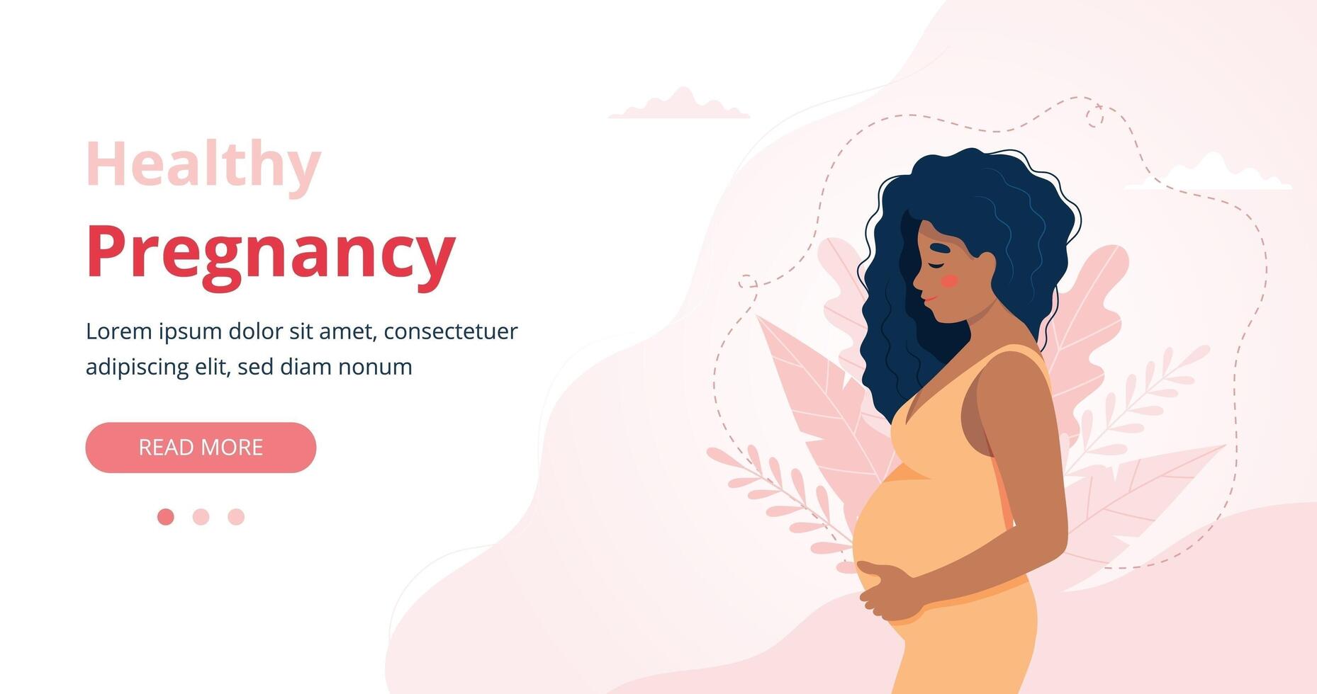 graviditet banner, gravid svart kvinna vektorillustration i söt tecknad stil vektor