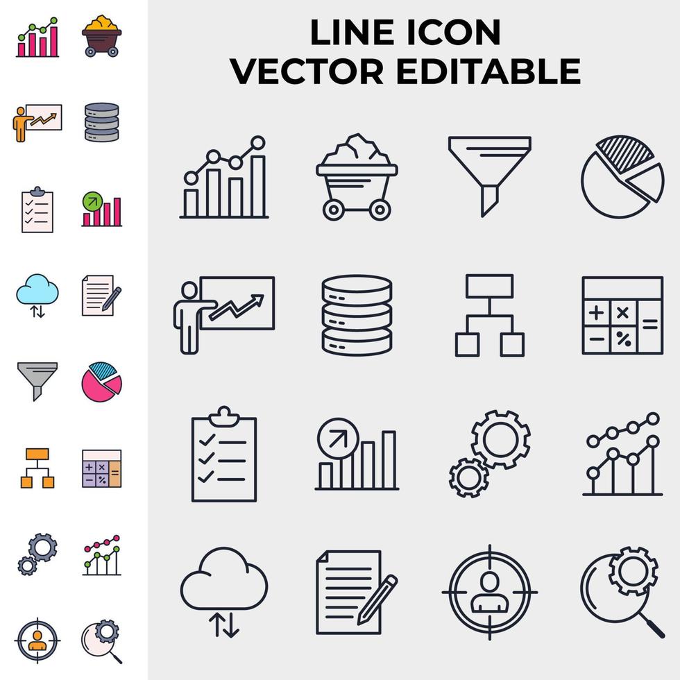 dataanalys set ikon symbol mall för grafisk och webbdesign samling logotyp vektorillustration vektor