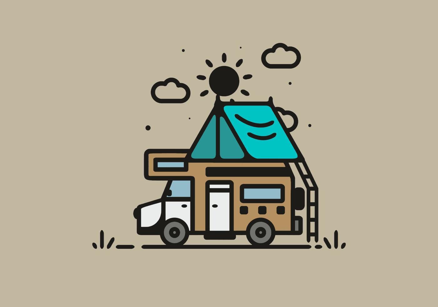 enkel husbil camping illustration vektor