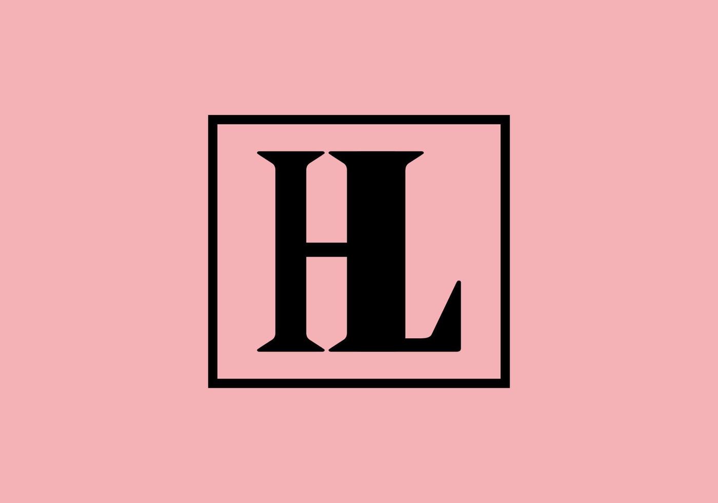 rosa schwarzer hl-anfangsbuchstabe im quadrat vektor