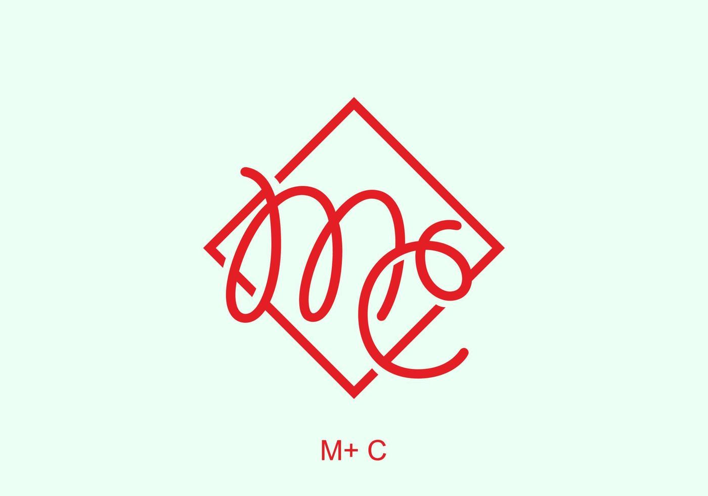 roter MC-Anfangsbuchstabentext vektor