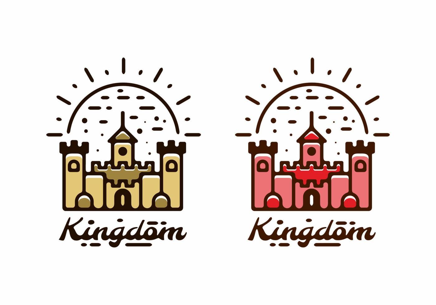 röd och brun färg på kungariket slott platt illustration vektor