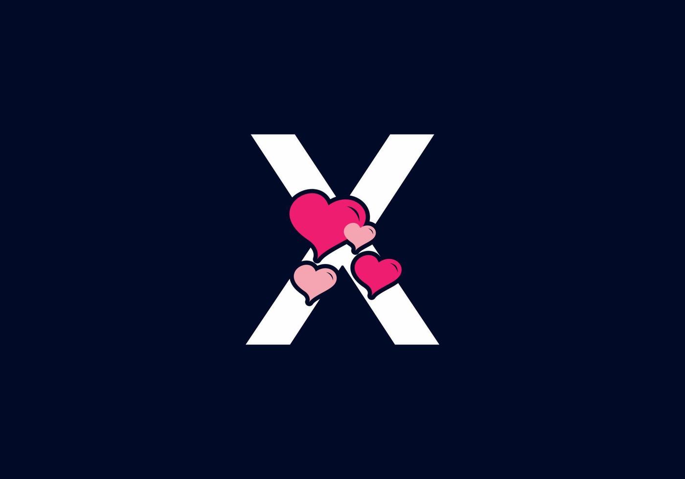 weiß rosa farbe von x anfangsbuchstabe mit liebessymbol vektor