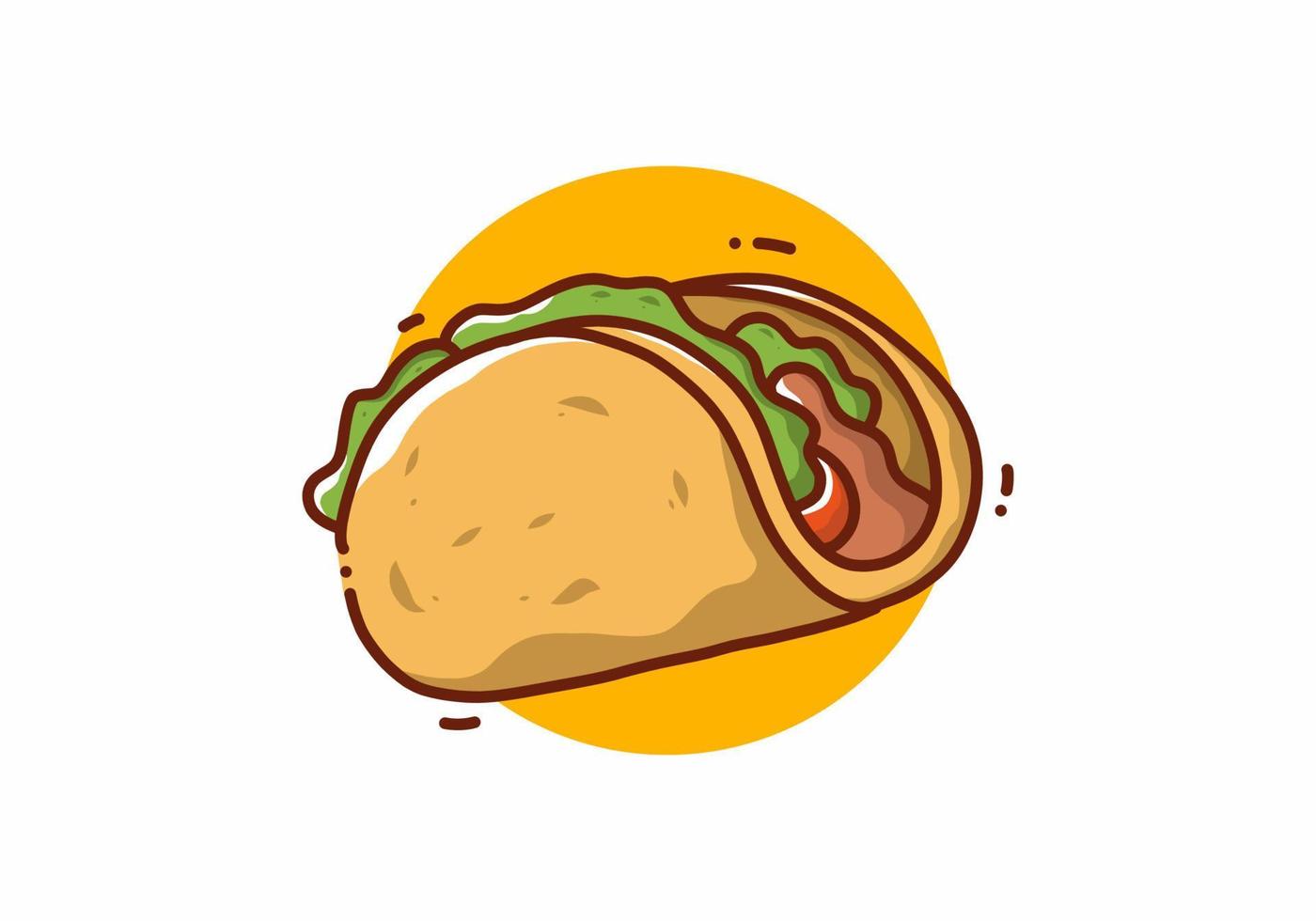 einfache süße illustration von taco vektor