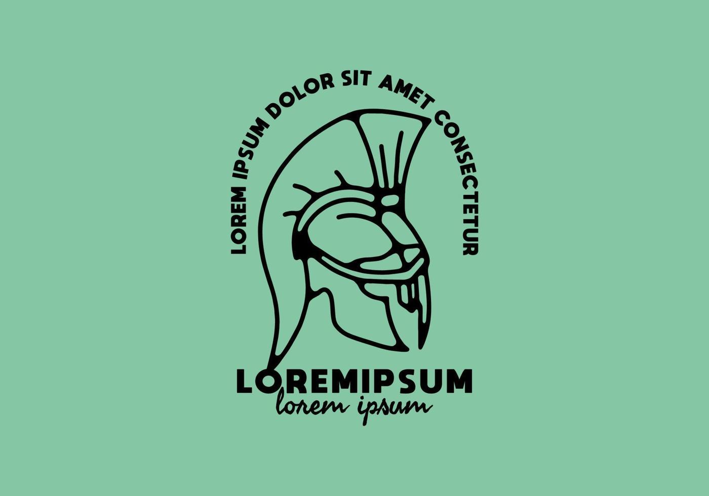 kriegerhelmlinie kunstillustration mit lorem ipsum text vektor