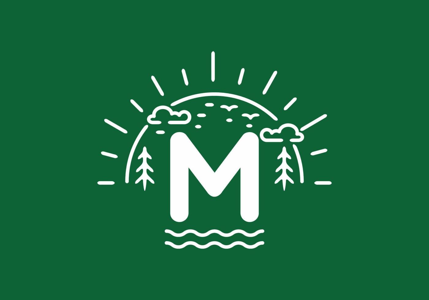 weißes grünes wildes naturabzeichen mit m-anfangsbuchstaben vektor