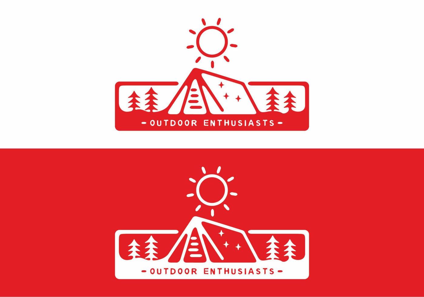 rote und weiße Outdoor-Enthusiasten-Abzeichen-Illustration vektor