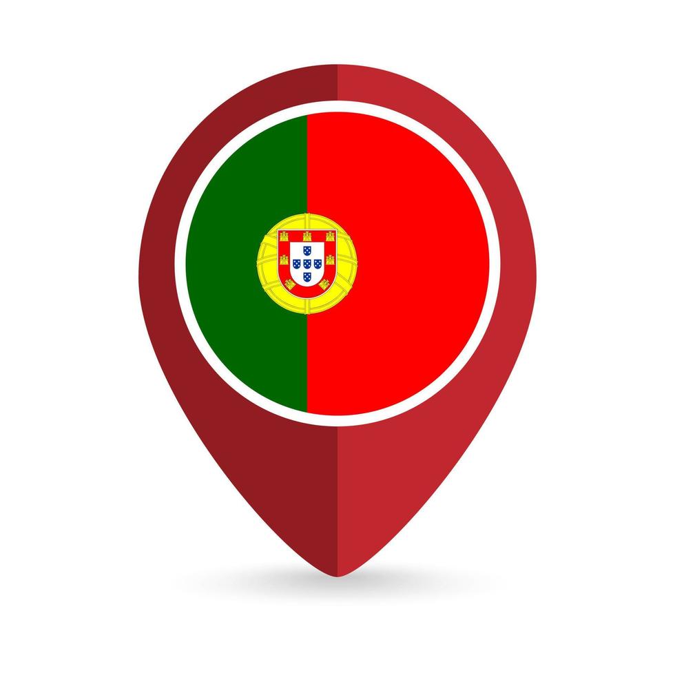 kartpekare med land portugal. Portugals flagga. vektor illustration.
