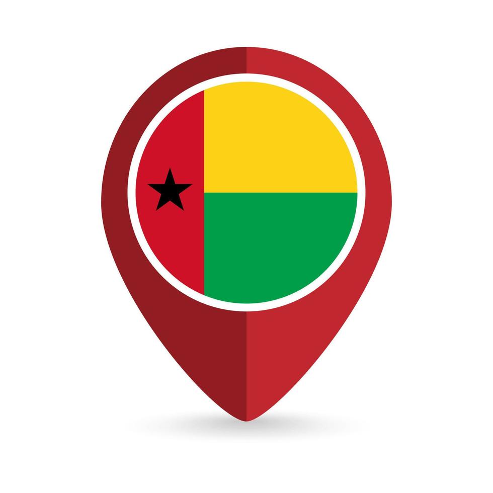 Kartenzeiger mit Land Guinea-Bissau. Flagge von Guinea-Bissau. Vektor-Illustration. vektor