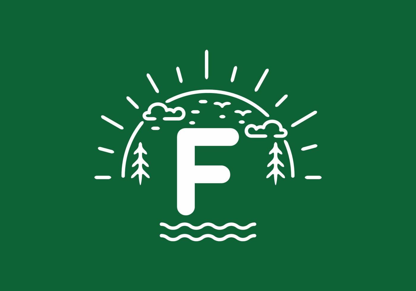 weißes grünes wildes naturabzeichen mit f-anfangsbuchstaben vektor
