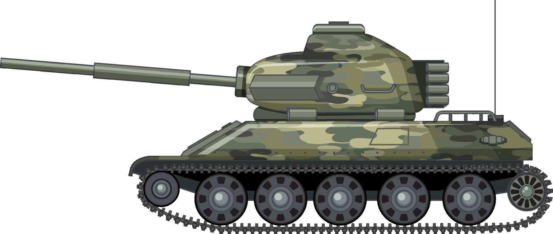 militär stridsvagn på vit bakgrund vektor