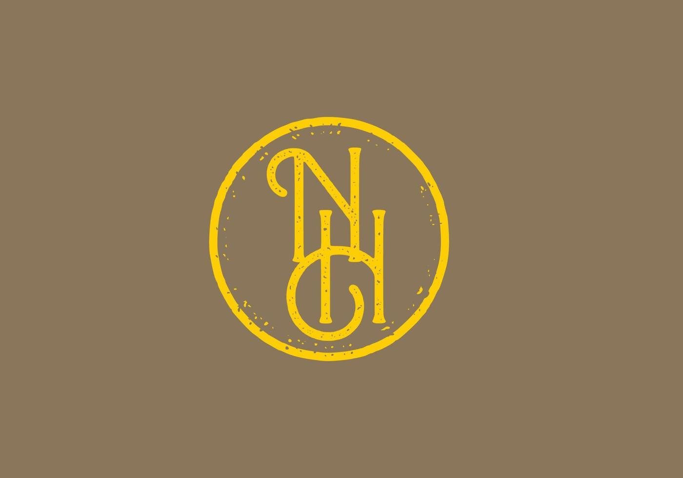 vintage-stil des nh-anfangsbuchstabens vektor