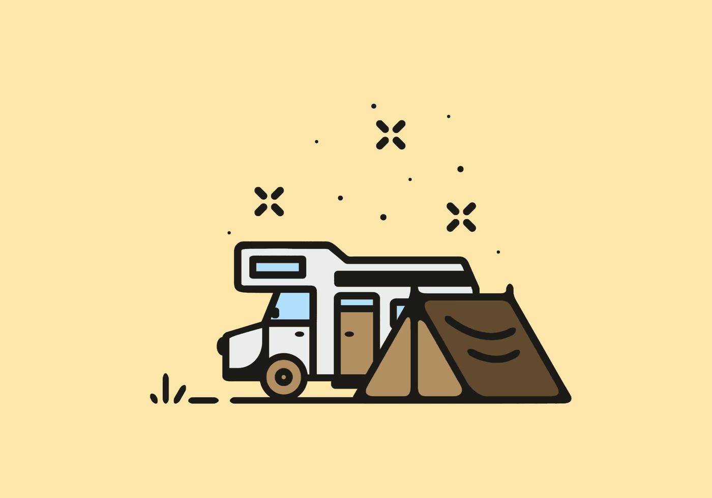 enkel husbil camping illustration vektor