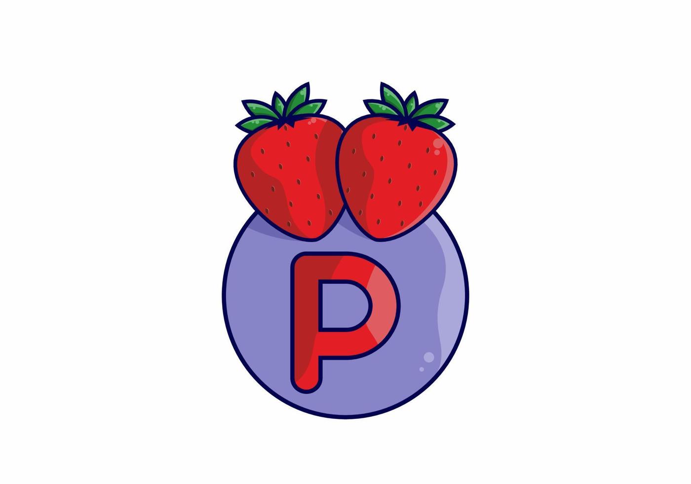 rote erdbeere mit p anfangsbuchstaben vektor