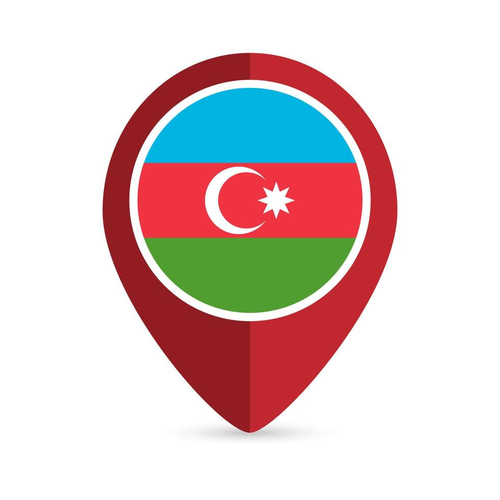 Kartenzeiger mit Land Aserbaidschan. Aserbaidschan-Flagge. Vektor-Illustration. vektor