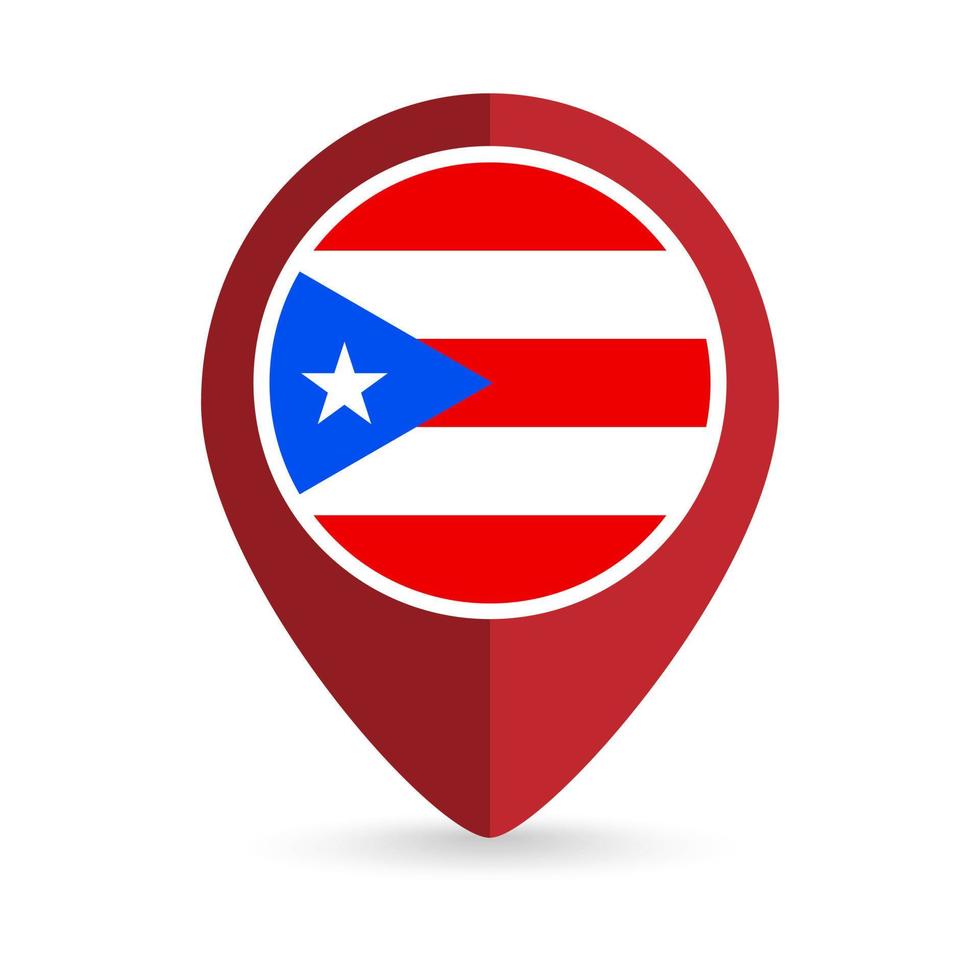 Kartenzeiger mit Land Puerto Rico. Puerto-Rico-Flagge. Vektor-Illustration. vektor