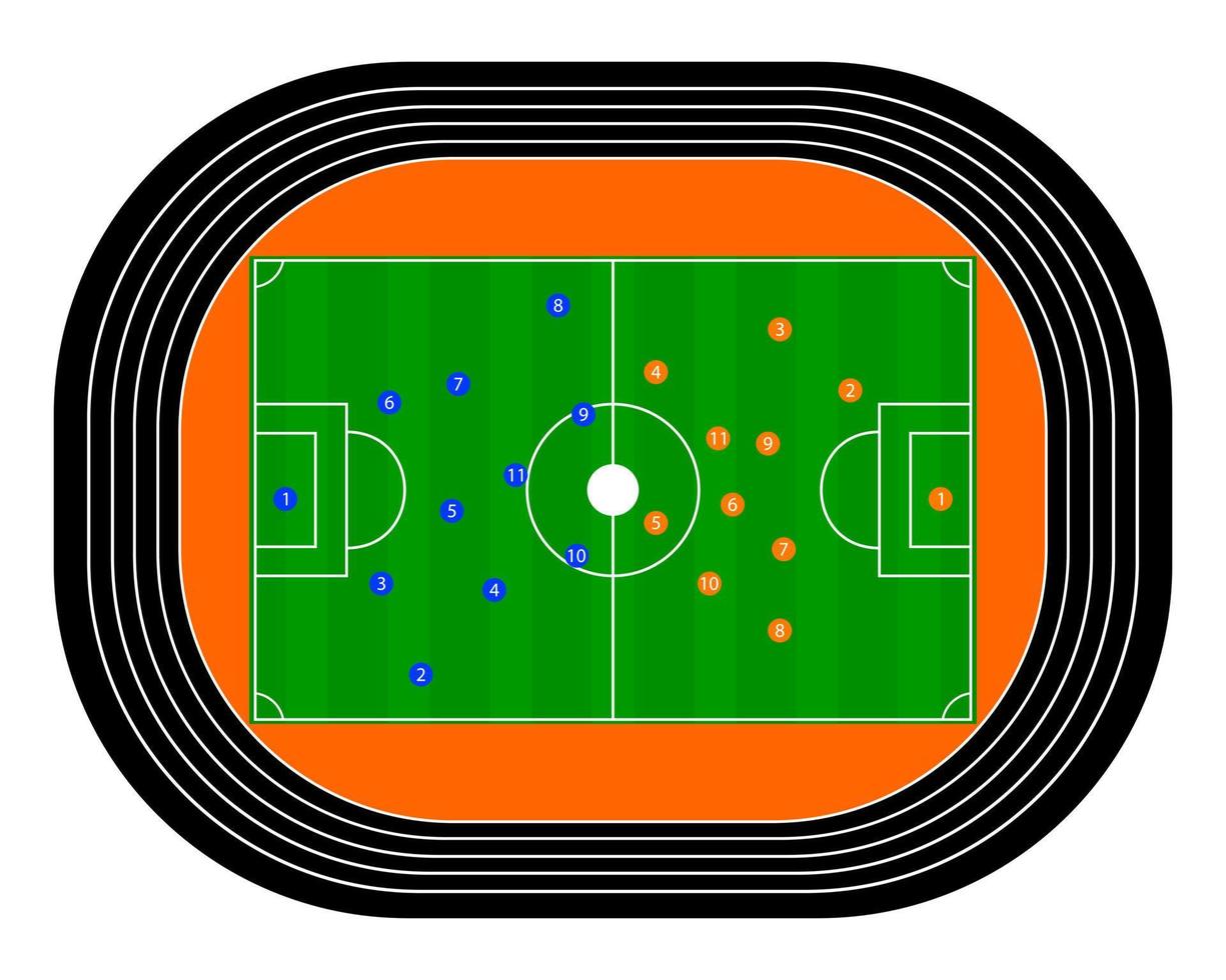 fotbollsstadion med spelare vektor