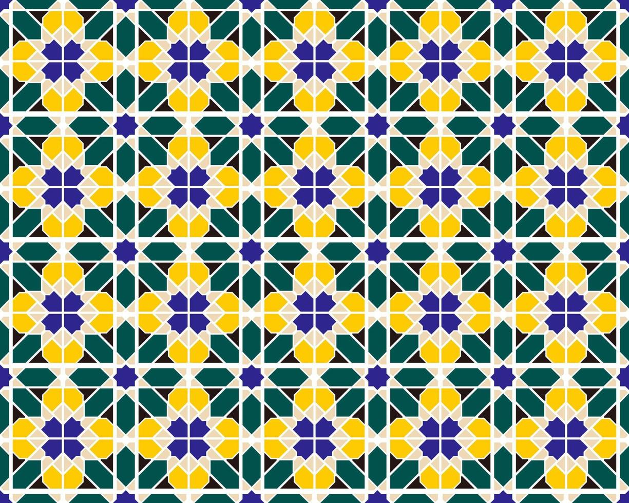 illustration klassiska sömlösa lapptäcke kakel mosaik retro vintage mönster vektor bakgrund. traditionella dekorativa geometriska utsmyckade keramik lämplig inredning för badrum, toalett, kök dekorativa.