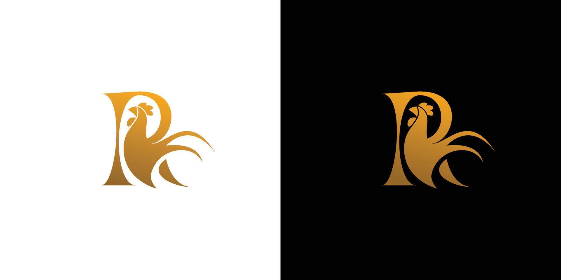 modern och unik bokstav r kyckling logotyp illustration design vektor