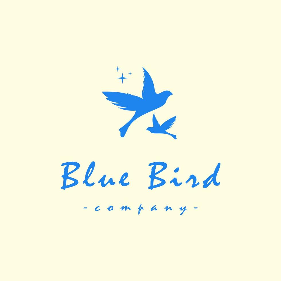 zwei blaue Vögel, die Logo-Vektordesign fliegen vektor