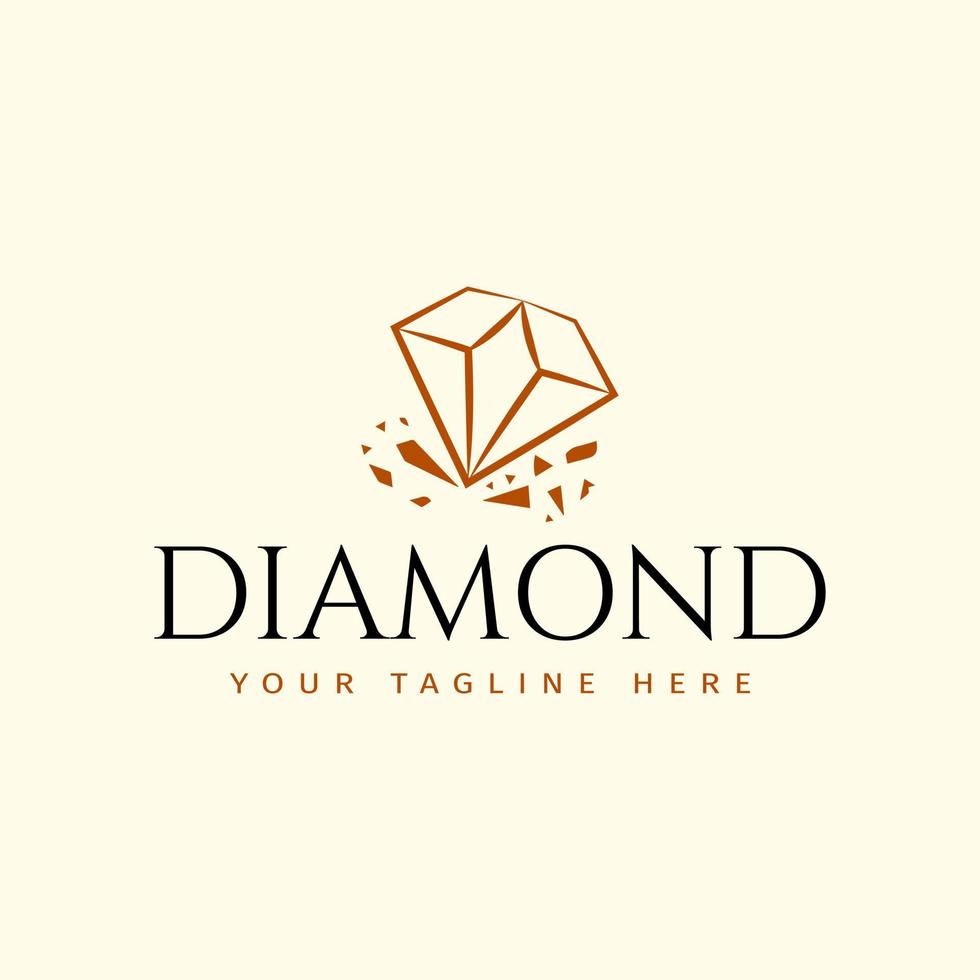 enkel linjekonst vintage diamant logotyp designkoncept. lyxig diamant klassisk logotyp inspiration vektor