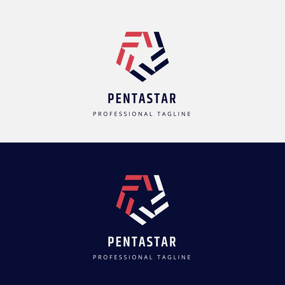 pentagon stjärna logotyp mall, modern ikon kombination femhörning och stjärnor vektor