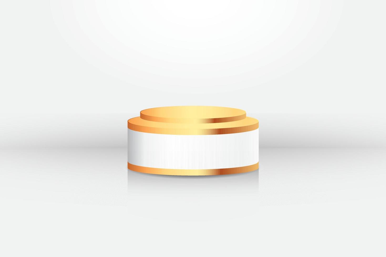goldener produktausstellungsstand oder podiumsockel auf weißem hintergrund 3d vektor