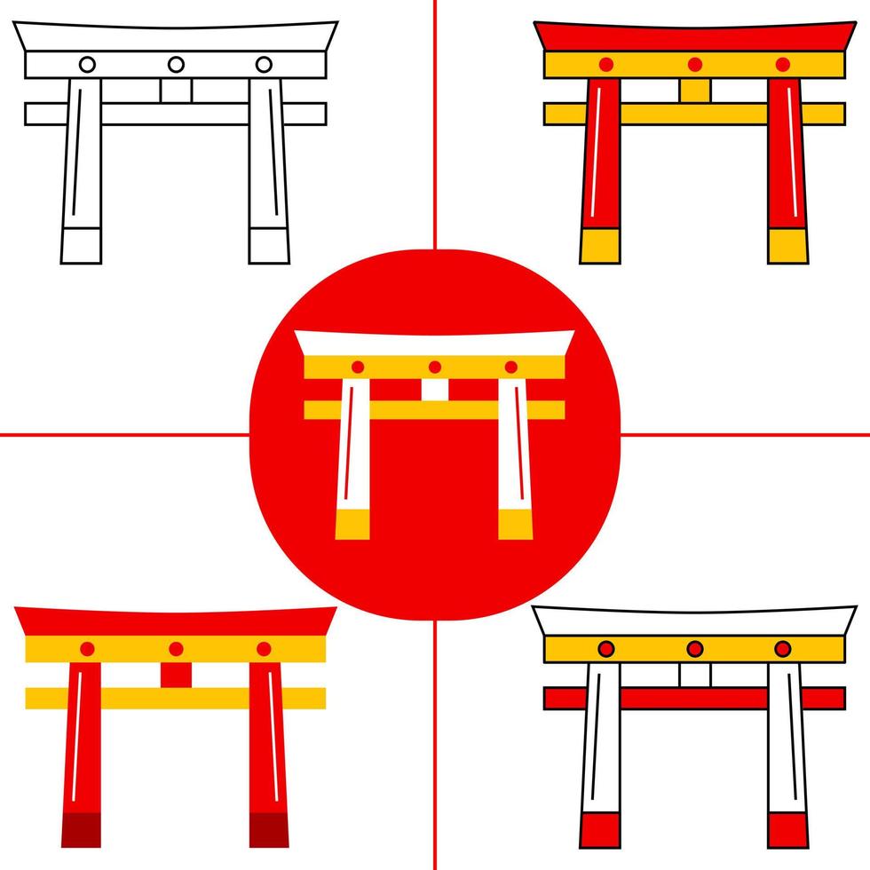 torii gate i platt designstil vektor