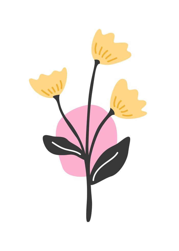 Buntglas moderne Illustration einer gelben Blume. Vektorposter oder flache Postkarte vektor