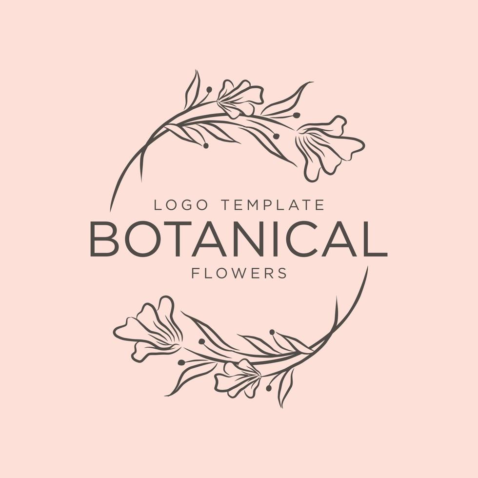 botaniska blommiga element handritad logotyp med vilda blommor och blad. logotyp för spa och skönhetssalong, ekologisk butik, bröllop, blomsterdesigner och etc. vektor