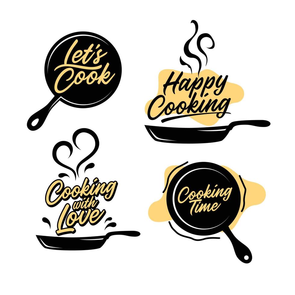 hemlagad mat logotyper kök matlagning symboler vektor