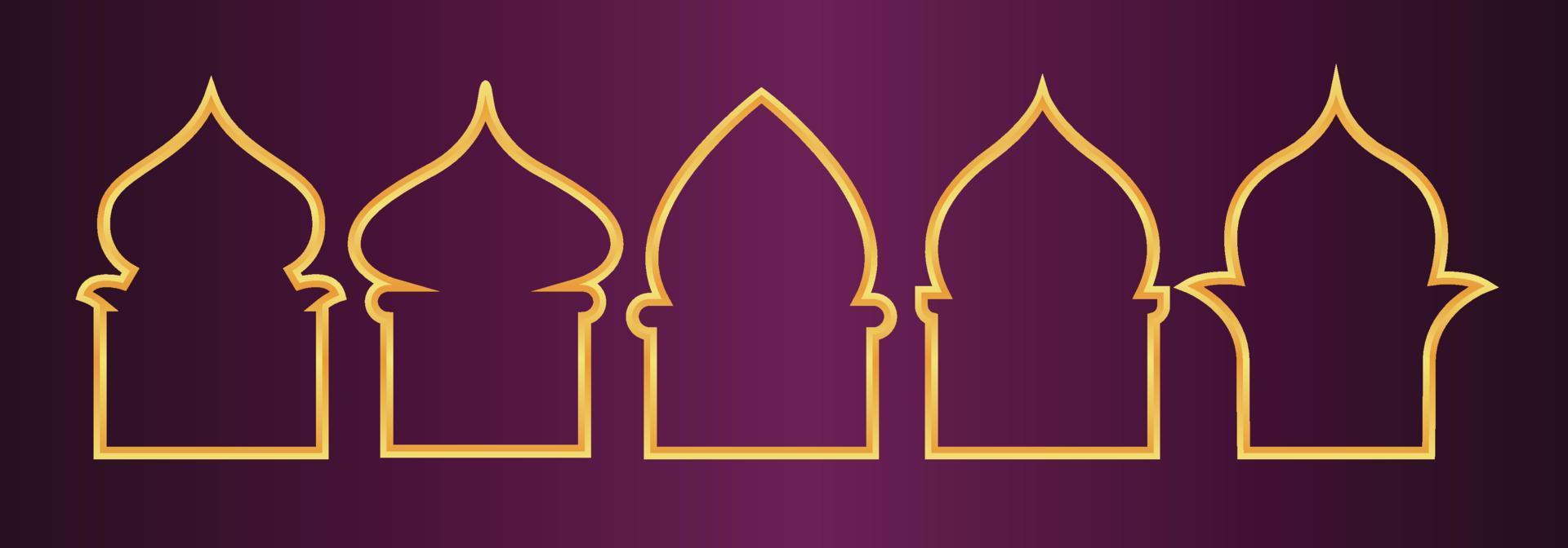 Golddesigset von arabischen Fenstern für Ramadan Kareem-Vorlage vektor
