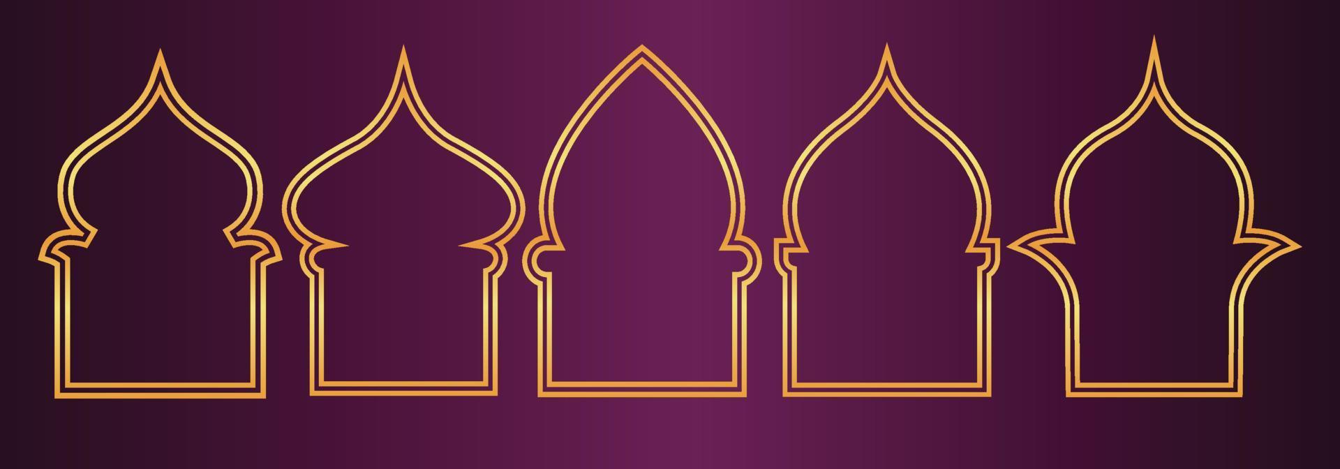 guld design av arabiska fönster för ramadan kareem mall vektor