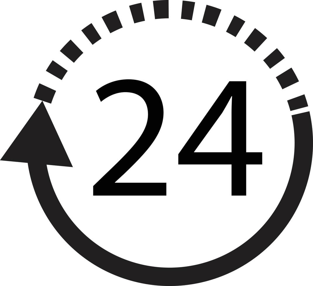 24 timmars leverans. 24 timmars leveransskylt. öppen 24 timmar symbol. vektor