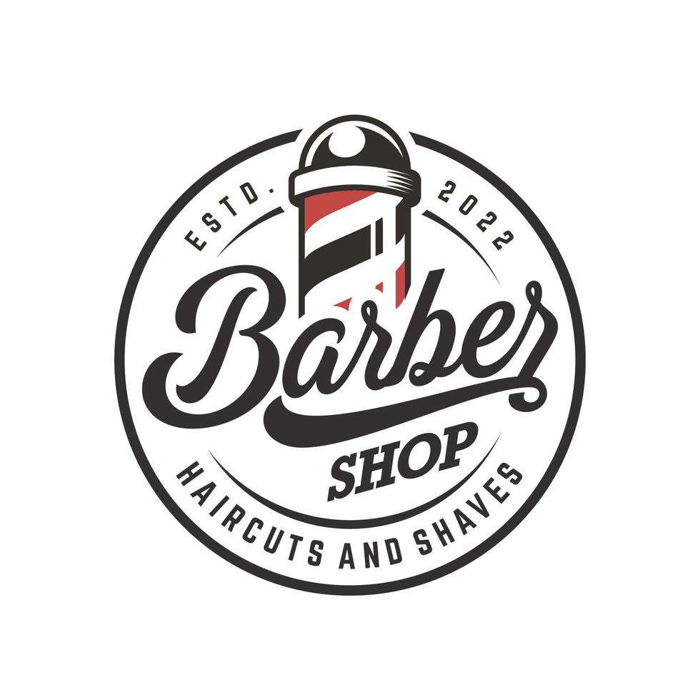 vintage barbershop logotyp design vektor mall