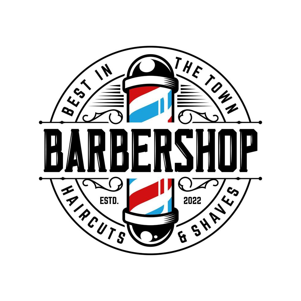 Vektorvorlage für das Design des Vintage-Barbershop-Logos vektor