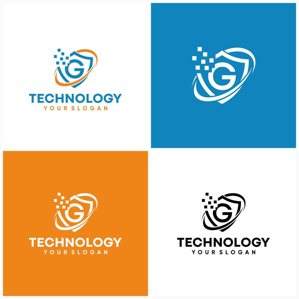 Schild-Technologie-Logo-Symbol Aktienvektor vektor