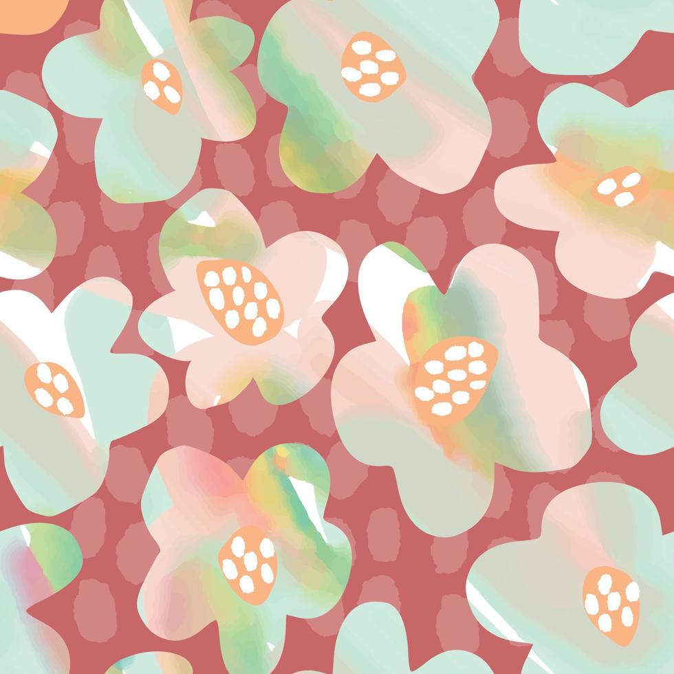 Nahtloser abstrakter Musterhintergrund mit bunter Blüte, Grußkarte oder Stoff vektor