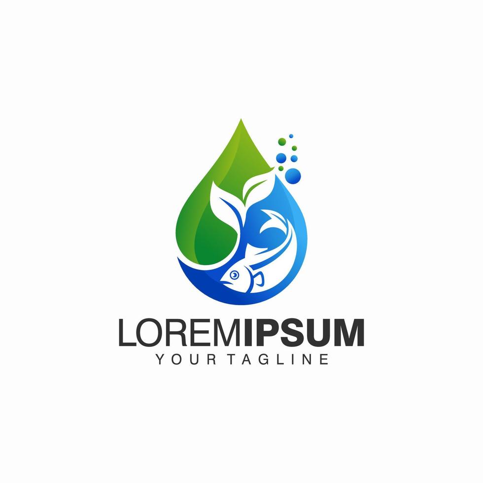 aquaponics logotyp lager vektor mall