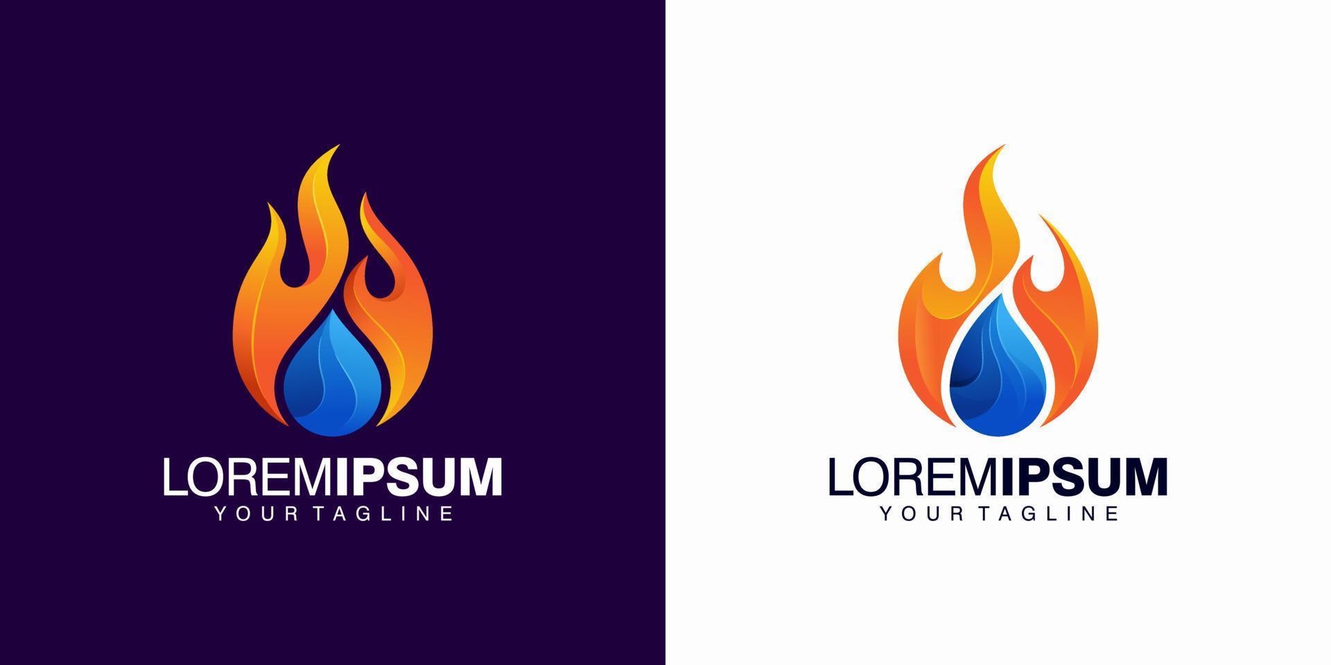 Feuer und Wasser-Logo-Design-Vektor-Vorlage vektor