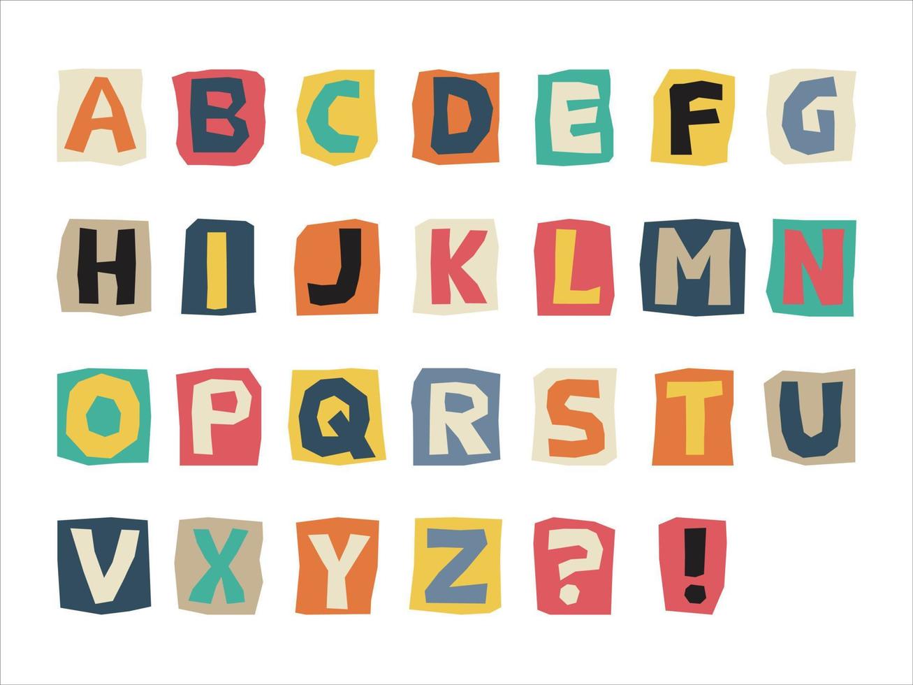 englisches ausgeschnittenes alphabet im retro-stil vektor