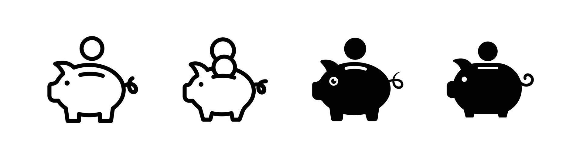 Sparschwein-Icon-Design-Vorlage, umrissen und flach vektor