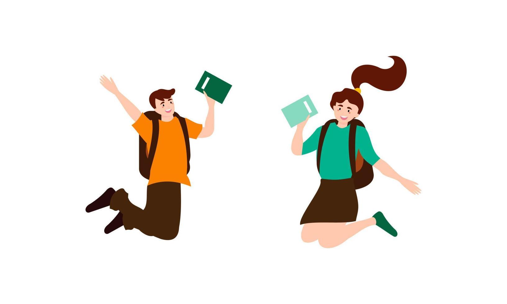 glückliche studenten, die illustrationskonzept springen vektor