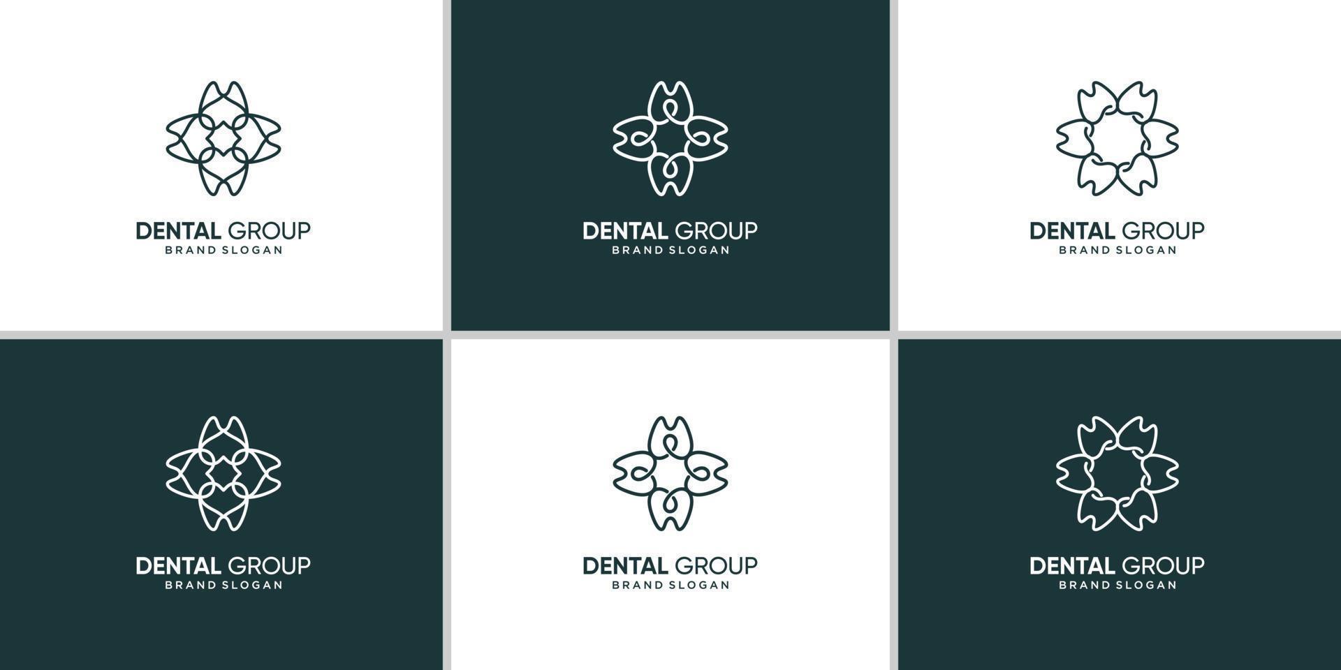 Gruppe von Dental-Logo-Symbol mit kreativem abstraktem Konzept Premium-Vektor vektor