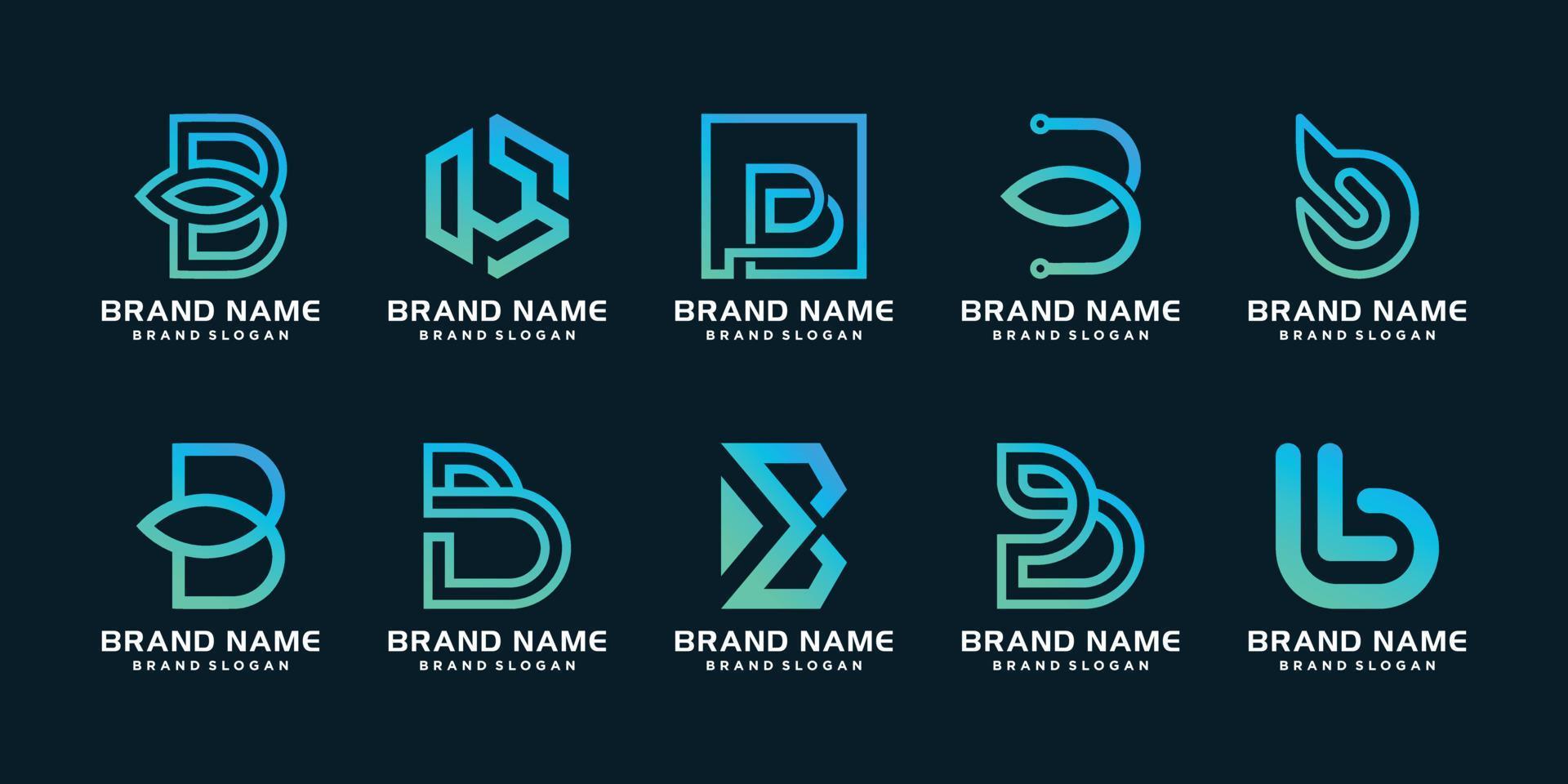 uppsättning av b logotyp mall med moderna unika koncept premium vektor