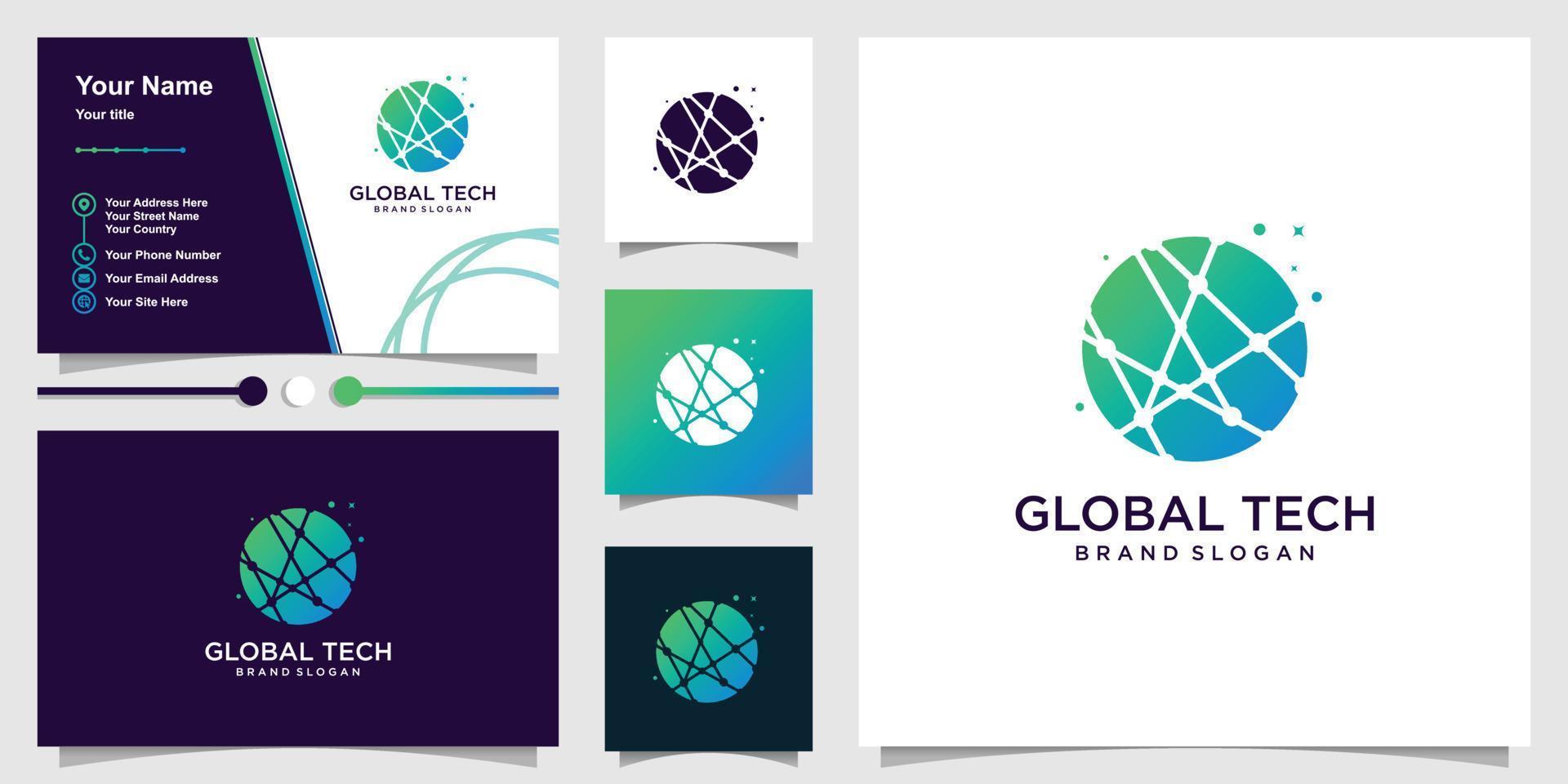 globale tech-logo-vorlage mit modernem kreativem konzept premium-vektor vektor