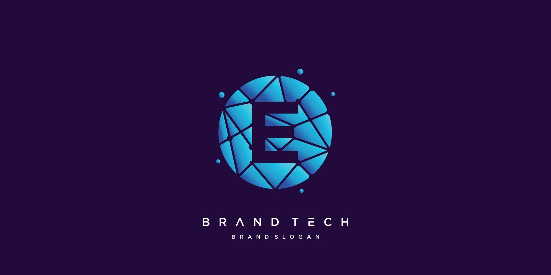 tech logo e med kreativ molekyl stil vektor del 2