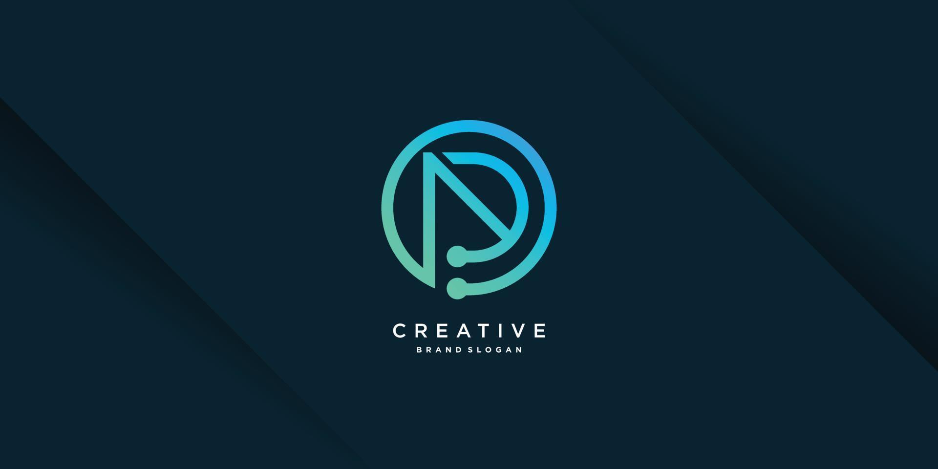 moderne kreative p-logo-vorlage mit einzigartigem stil, technologie, computer, daten, teil 6 vektor